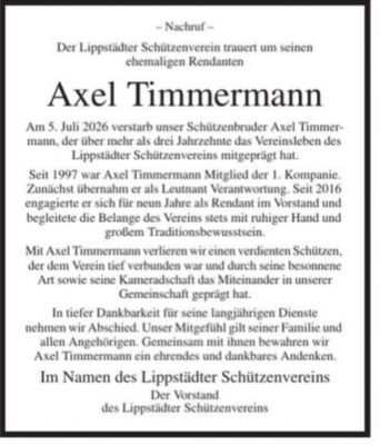 Nachruf Axel Timmermann